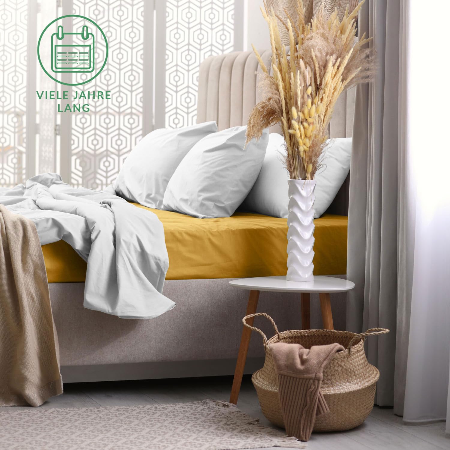 Darymex 2X Drap-Housse Frotté 180x200 cm, Extensible, Coton, Jaune Moutarde