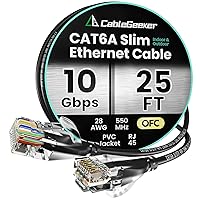 Vista 59 de Cable Ethernet Cat 6 de 30 pies, para interiores y exteriores, cable de red plano de Internet de alta velocidad de 10 Gbps, cable de conexión Negro