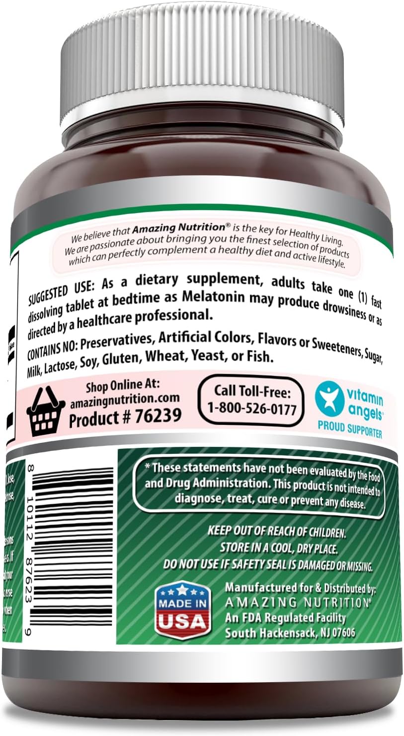 Amazing Formulas Melatonin 10 Mg | Fast Dissolving Tablets Supplement | Non-GMO | Gluten-Free | Made in USA (365 Count | Strawberry)