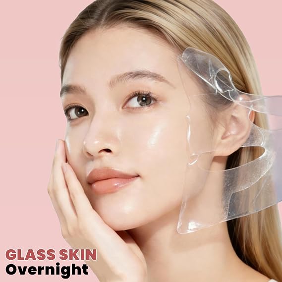 Bio Collagen Face Mask, Hydrogel Overnight Masks, for Glass Skin Glow 5PSC