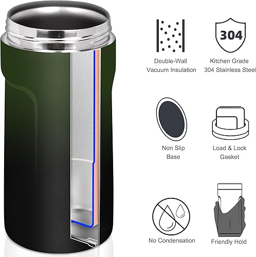 Miniatura 40 de Enfriador de latas universal aislado 3 en 1 – Aislador al vacío de doble pared de acero inoxidable delgado para botellas de cerveza de lata regular