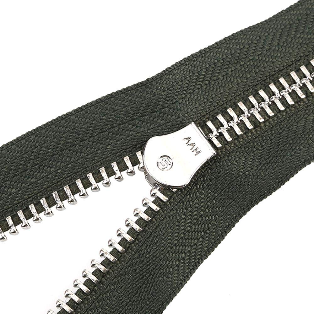 5/10Pcs 30/40/50/60/70/80cm 5# Colorato Open-End Doppi Cursori Cerniera In Metallo Argento Per Indumento Di Stoffa Artigianale Fai Da Te-Nero,5 Pezzi,70cm