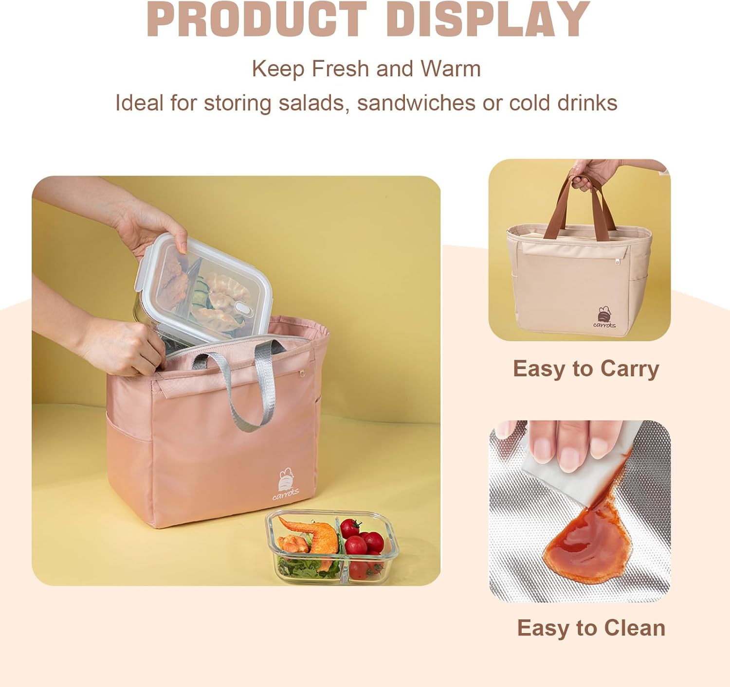 Premium Insulated Lunch Bag for Women, Small Reusable Lunch Box with Multiple Pockets, Cute Cooler Tote for Work Outdoor Picnic(Blue) - Image 5