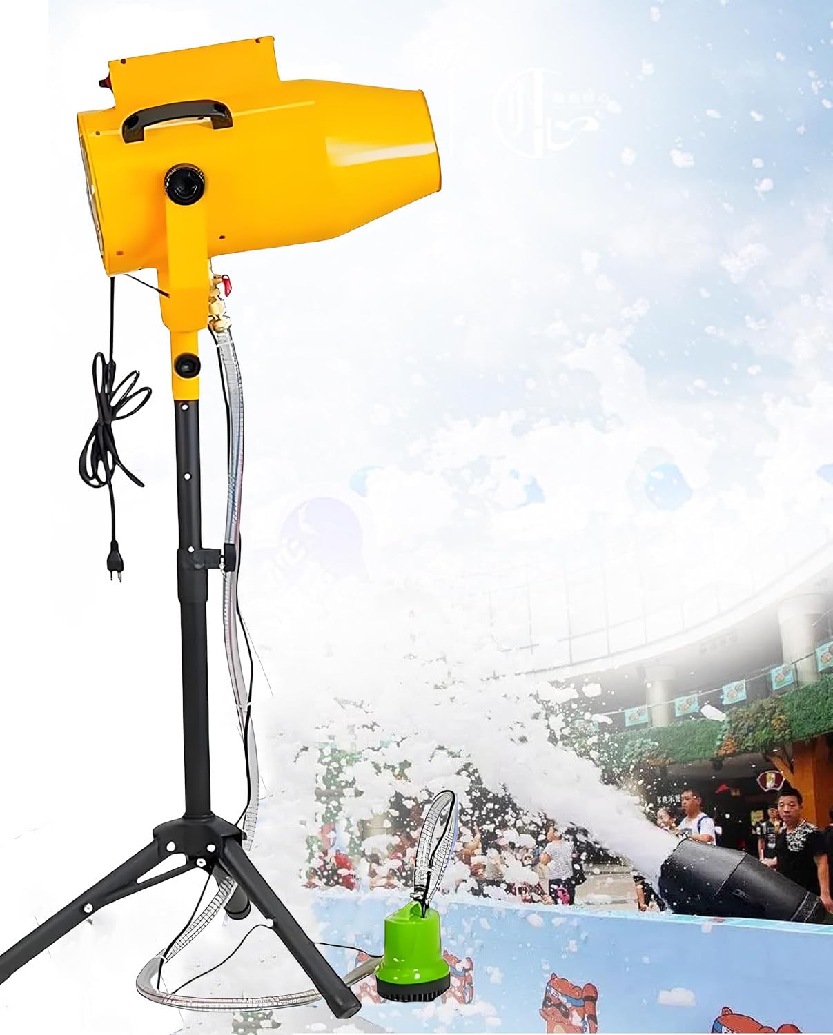 WIANQIAN Foam Machine For Outdoor Parties, Party Foam Cannon, Large Stage Shaking Head Jet, 130° High-Temp Bearing, Anti-Clog System, 20㎡/min, For Wedding Bars Party Activities Yellow