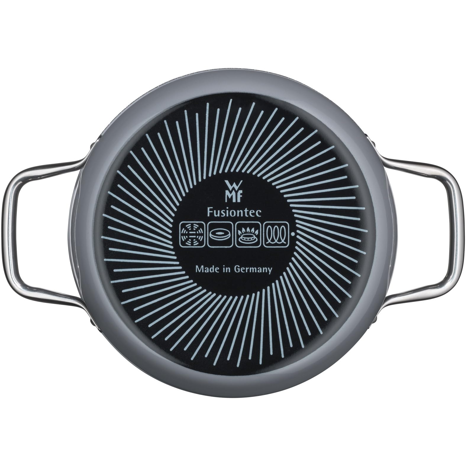WMF Fusiontec Essential Kochtopf groß, 20 cm, Glasdeckel, Bratentopf Induktion, 2,4l, High-Tech Keramik, kratzfest, unbeschichtet, grau, Made in Germany