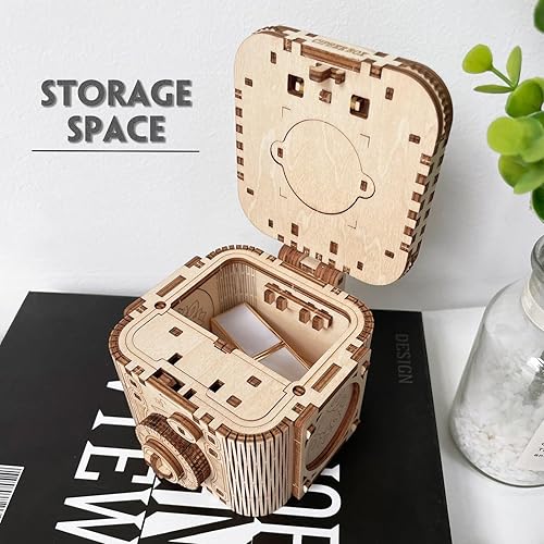 Miniatura 2 de Juego de rompecabezas de madera 3D definitivo ruedas de fortuna mecánica, linterna, reloj de búho y caja de contraseña secreta, kits de manualidades