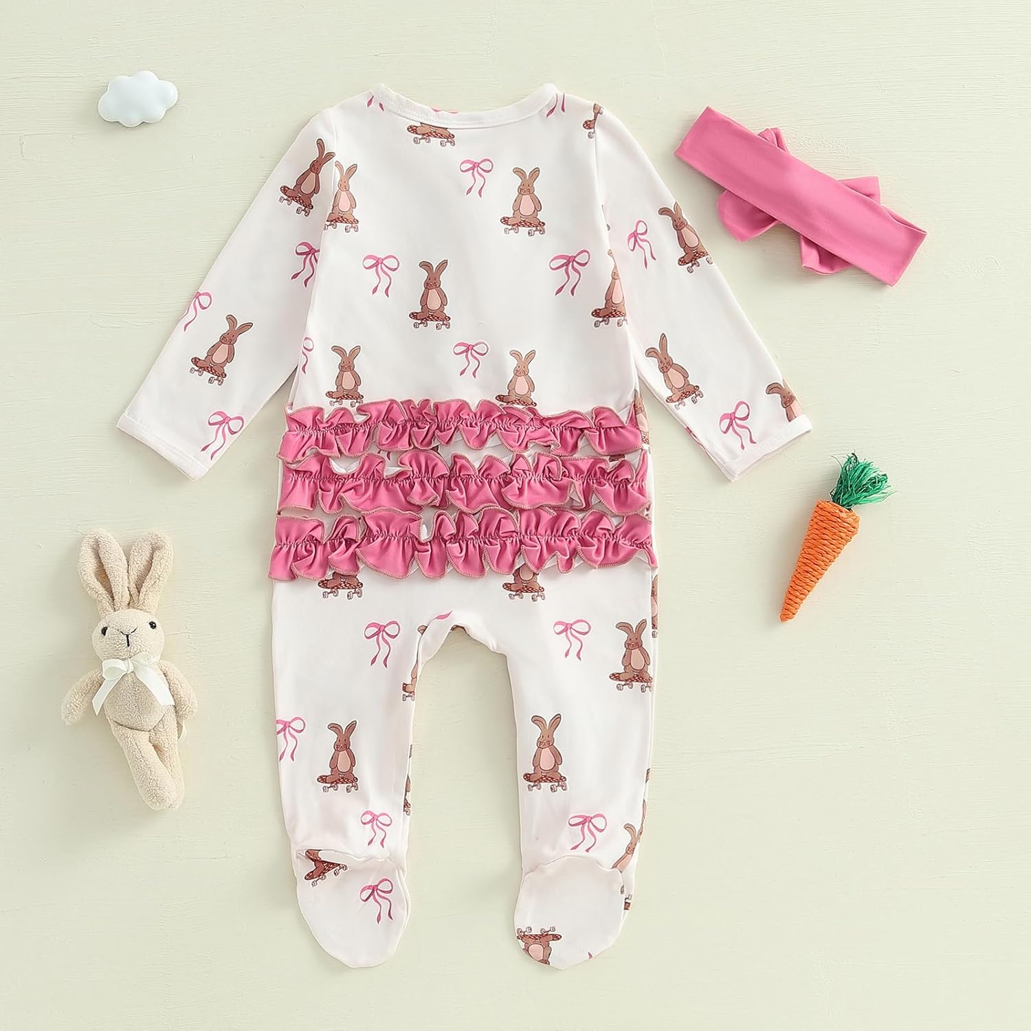 Kuriozud My First Halloween Outfit Baby Girl Ghost Romper Pumpkin Onesie Newborn Preemie Girl Pajamas Thanksgiving Clothes White Bunny 0-3 Months image 4 of 7 B0DSJ52YTD