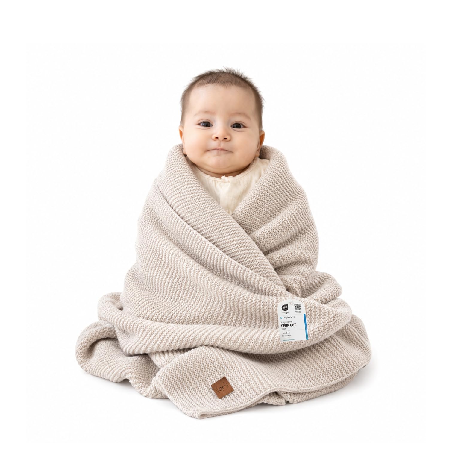 Little Dedi Men's Beige Baby Soft Knitted Blanket - Soft & Breathable - Oeko-Tex Certified - Lightweight & Cuddly - Perfect For Newborns, Toddlers, Cot, Pram & Baby Room
