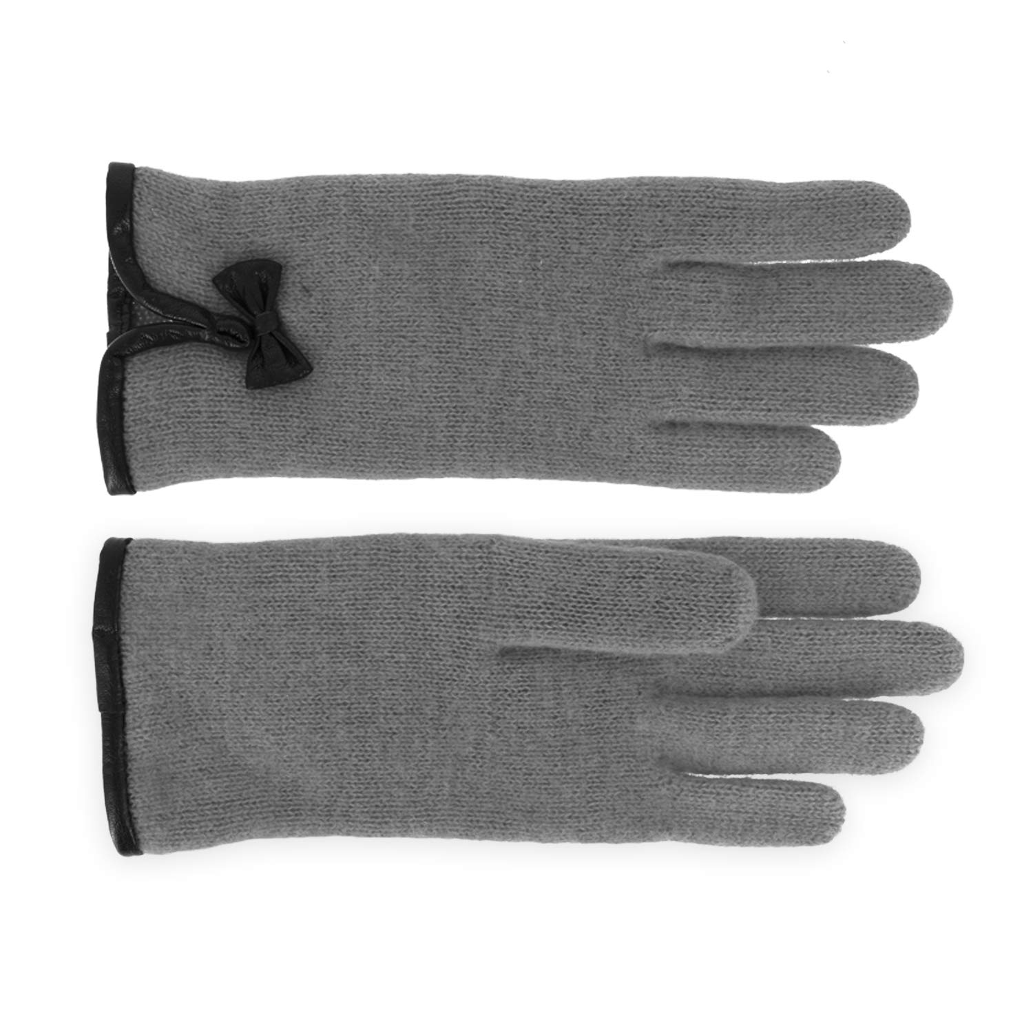 fiebig Guantes de senderismo con dobladillo de piel y lazo moderno. Guantes de lana para mujer, en muchos colores gris claro 7.5