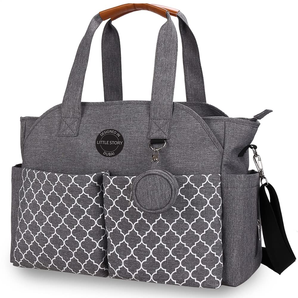 Signature Diaper Bag Grey, L