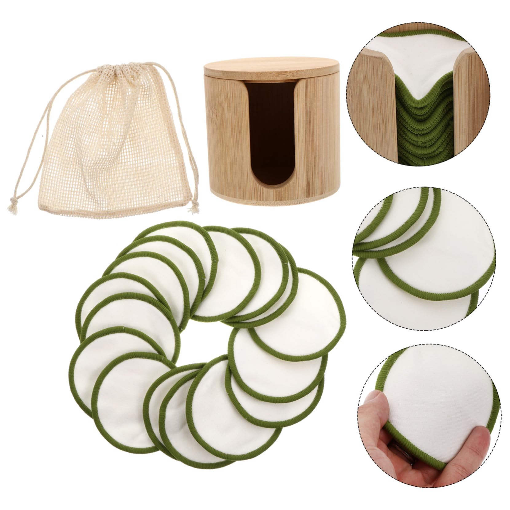 Didiseaon 2 Set dischetto struccante pad struccanti lavabili Pad struccante riutilizzabile Accessori Trucco pulito soffio struccante pastiglie per il lavaggio del viso fibra di bamboo Green