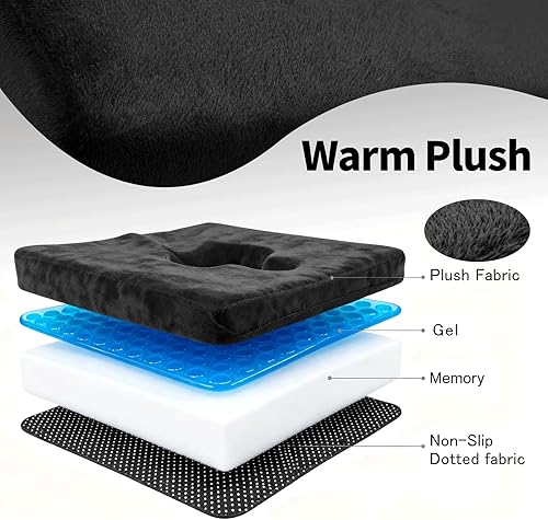 Miniatura 7 de Cojín de asiento de silla de ruedas de gel, cojines de dolor de cama para glúteos, alivia la ciática, espalda, coxis, alivio del dolor de presión y