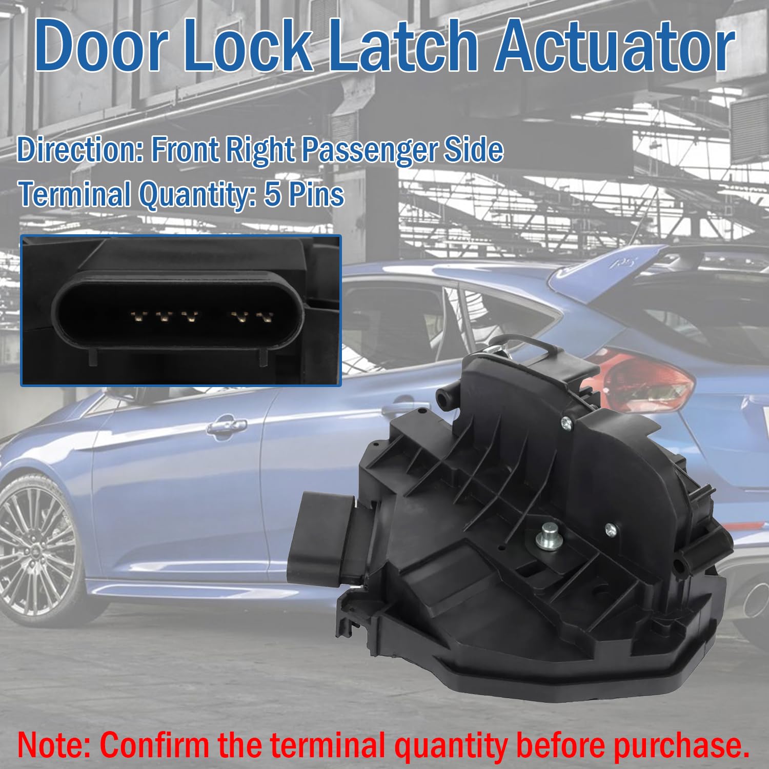 Qagea Front Right Passenger Side Door Lock Latch Actuator 5 Pins Fit for Ford Edge 2015-2016, Escape 2013-2017, Fiesta 2011-2016, Focus 2012-2017, Fusion & Lincoln MKZ 2013-2016, BE8Z-5421812-B