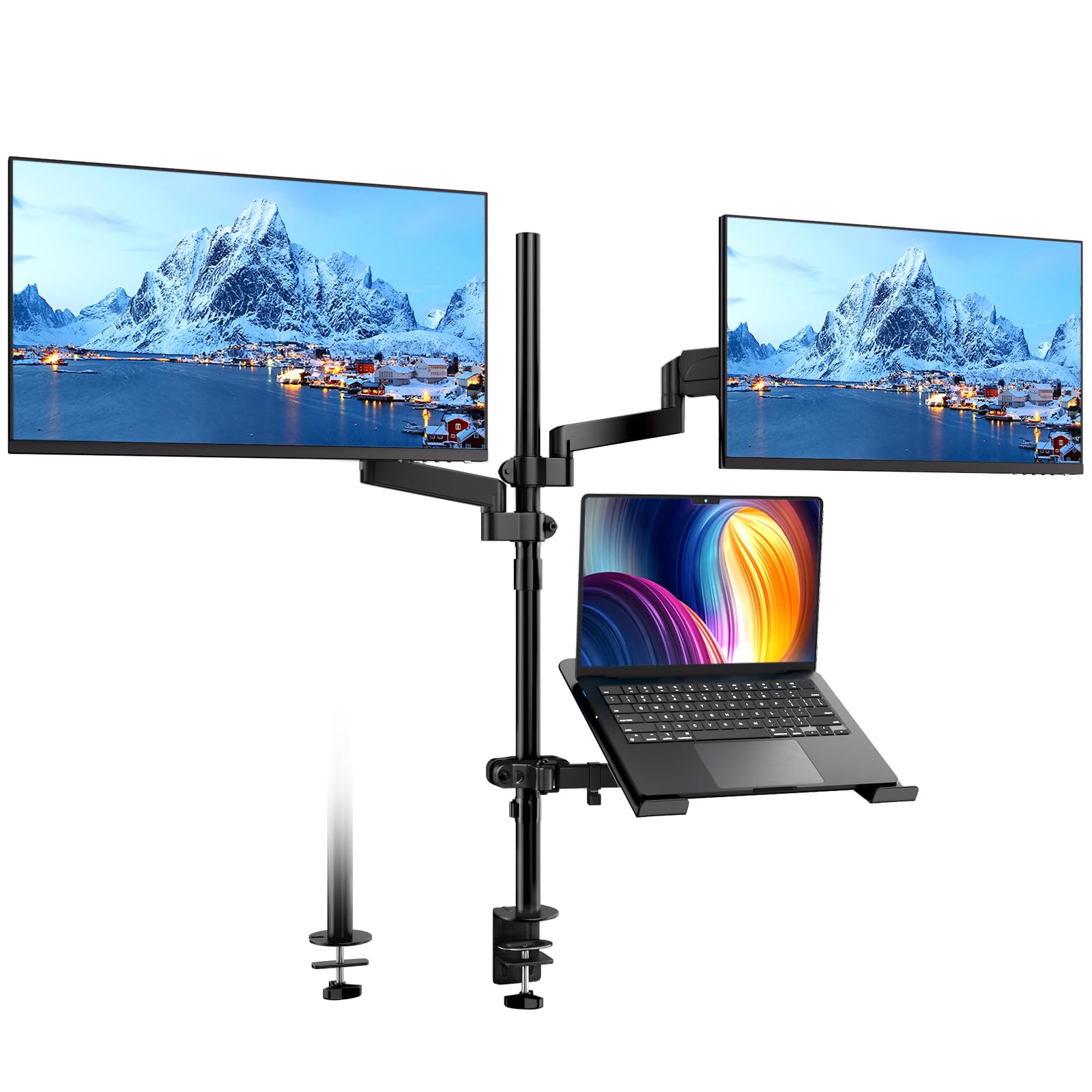 PUTORSEN Monitor Arm for 17 to 32 Inches LED LCD Screen, with Laptop Tray up to 17 Inches, Bracket with VESA 75/100 mm, 2 Mounting Options
