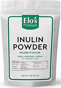 Organic Inulin Powder (227g) by Elo's Premium| 100% Food Grade Inulin Powder | Packaged in Canada| Used As A Source Of Fibre | Pure &amp;Non-GMO | Dissolve In Water Or Use In Baking