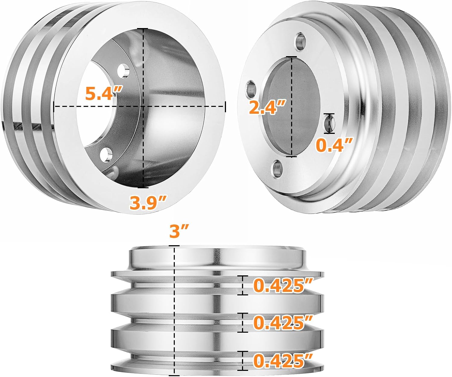 WeiSen 3 Groove 3V Crankshaft Pulley V-Belt Compatible with Ford 1969-UP Small Block 302 351w 351C 351W 351M 400M V8 5.0L - Close to Radiator
