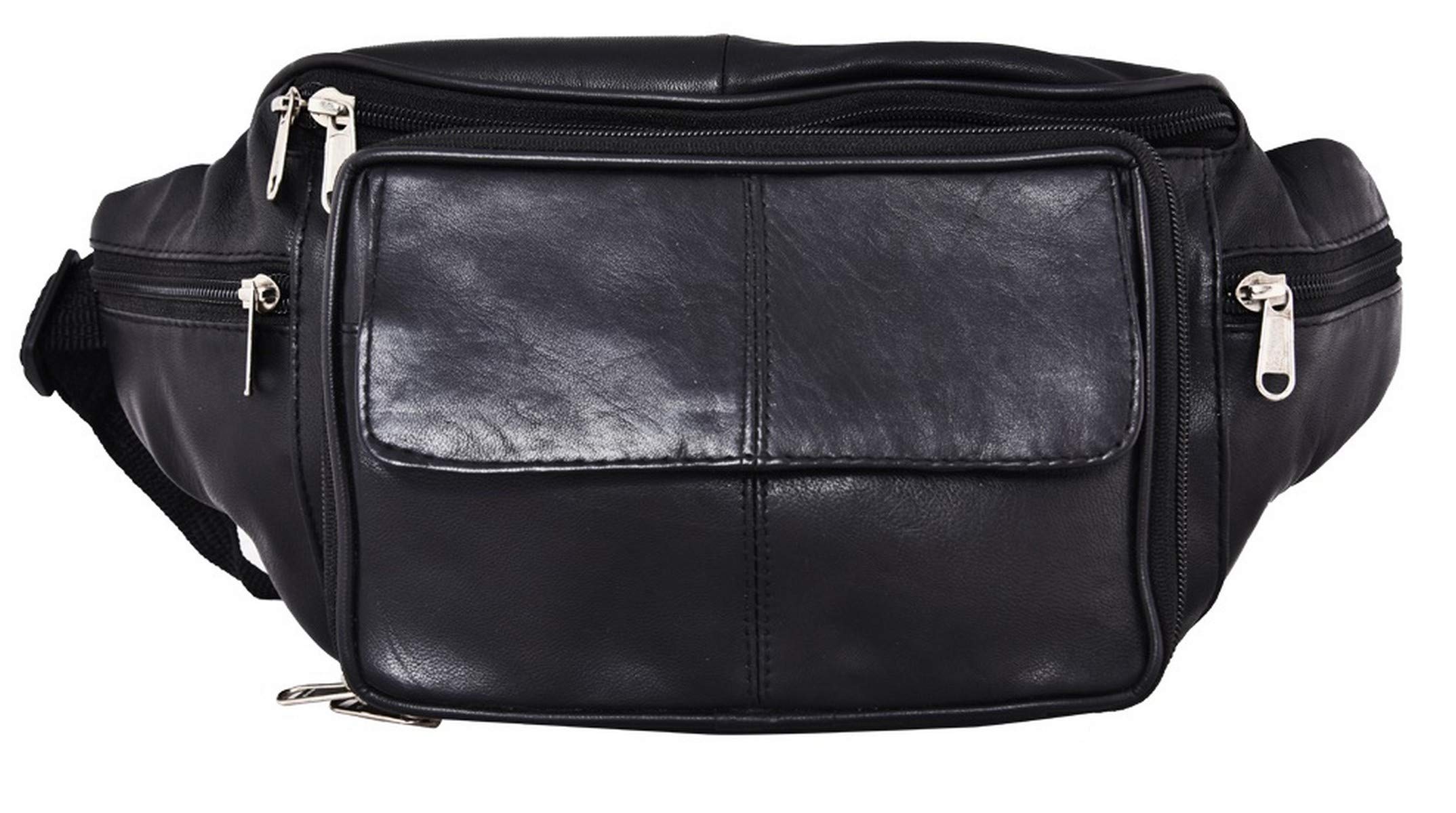 Liberty Leather Torba biodrowa, wiele kieszeni, do użytku na zewnątrz, w podróży, regulowany pasek biodrowy, do chodzenia, jazdy na rowerze, biegania, moda, Czarny, Jeden rozmiar, 515