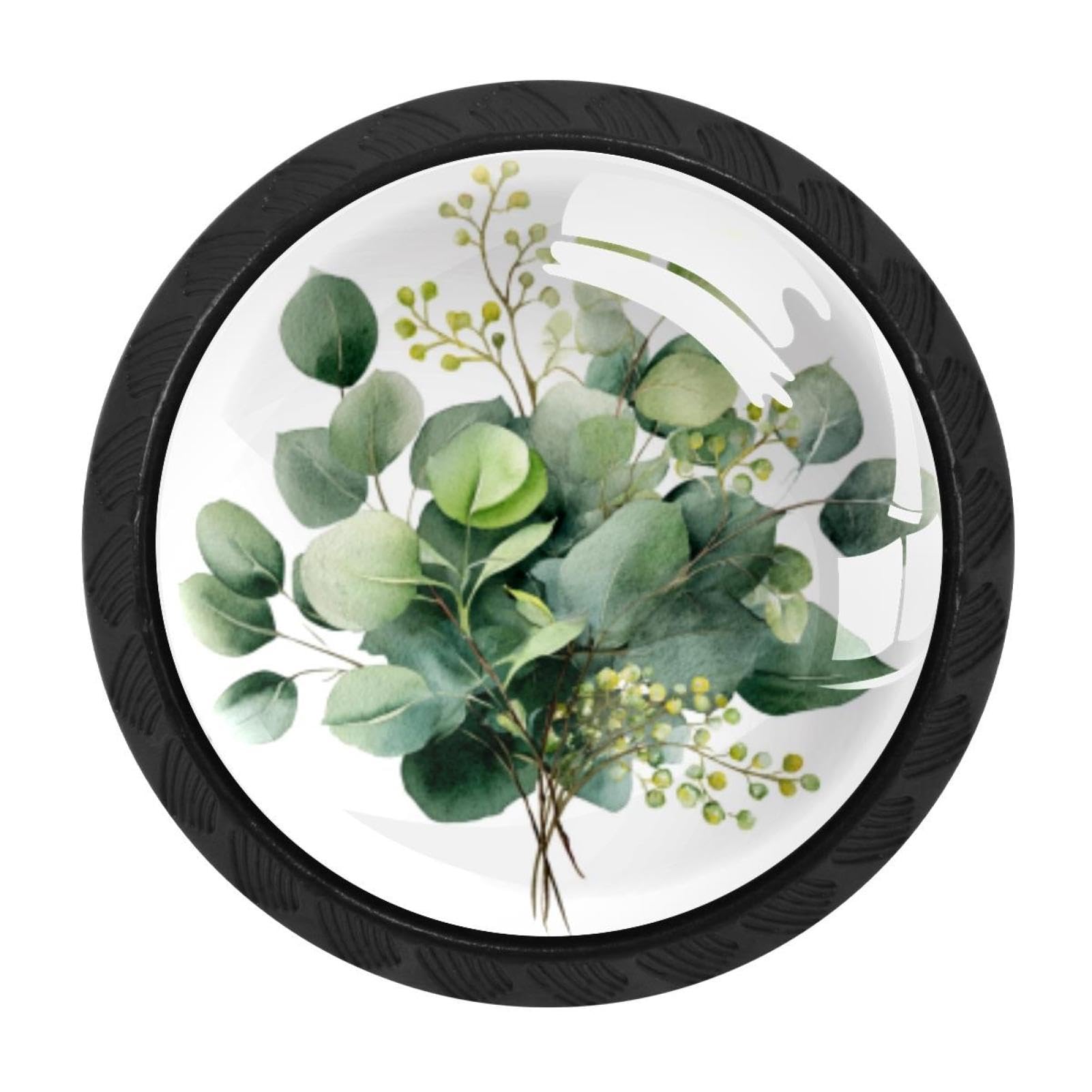 CHENZZZZ Green Leaf Branches (2) Drawer Knobs Pull Handle Crystal Glass Circle Shape Cabinet Drawer Pulls Cupboard Knobs with Screws for Kitchen Cupboard Dresser Wardrobe etc