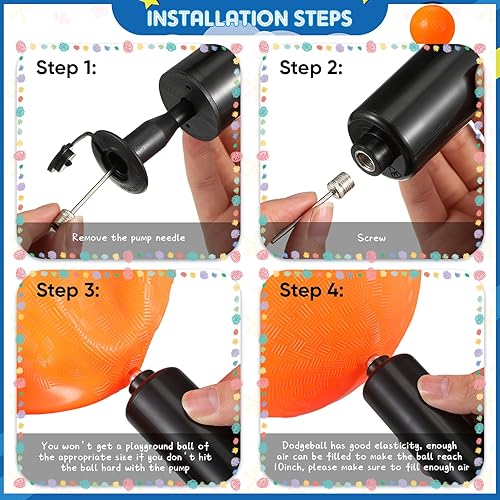 Miniatura 4 de Hanaive 6 pelotas inflables de goma de 10 pulgadas con bomba y bolsa de almacenamiento, Kickball hinchable para adultos, deportes al aire libre