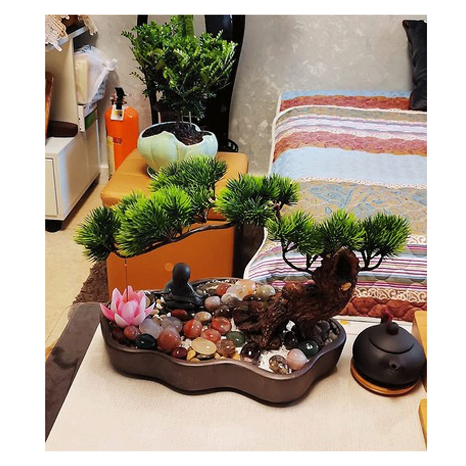 Sztuczne Bonsai 8 cali sztuczna sosna Bonsai, realistyczna dekoracja ze sztucznych roślin, sztuczne rośliny doniczkowe, do ekspozycji na biurku, dekoracje do ogrodu Zen Sztuczne dekoracje roślinne