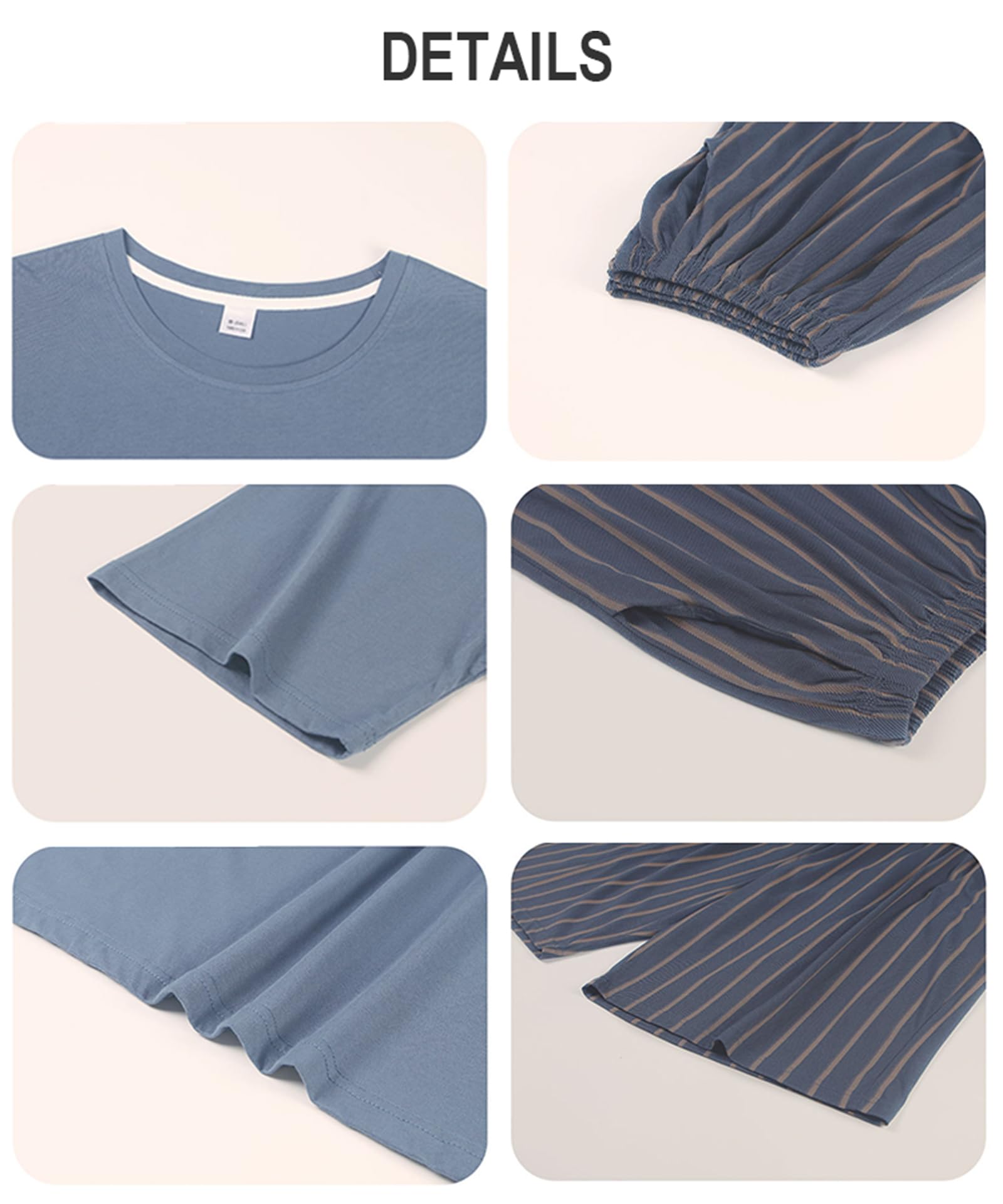 Mens Pigiama Set Manica Corta, Pigiami per Gli Uomini Soft Comfy, Mens Pigiameria Pjs Set con Tasche