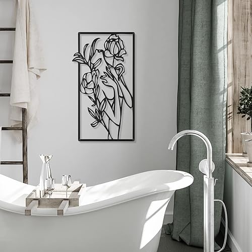 Miniatura 2 de 4 piezas de metal minimalista abstracto para mujer, arte de pared, dibujo de línea, arte minimalista de una sola línea, arte de pared colgante para