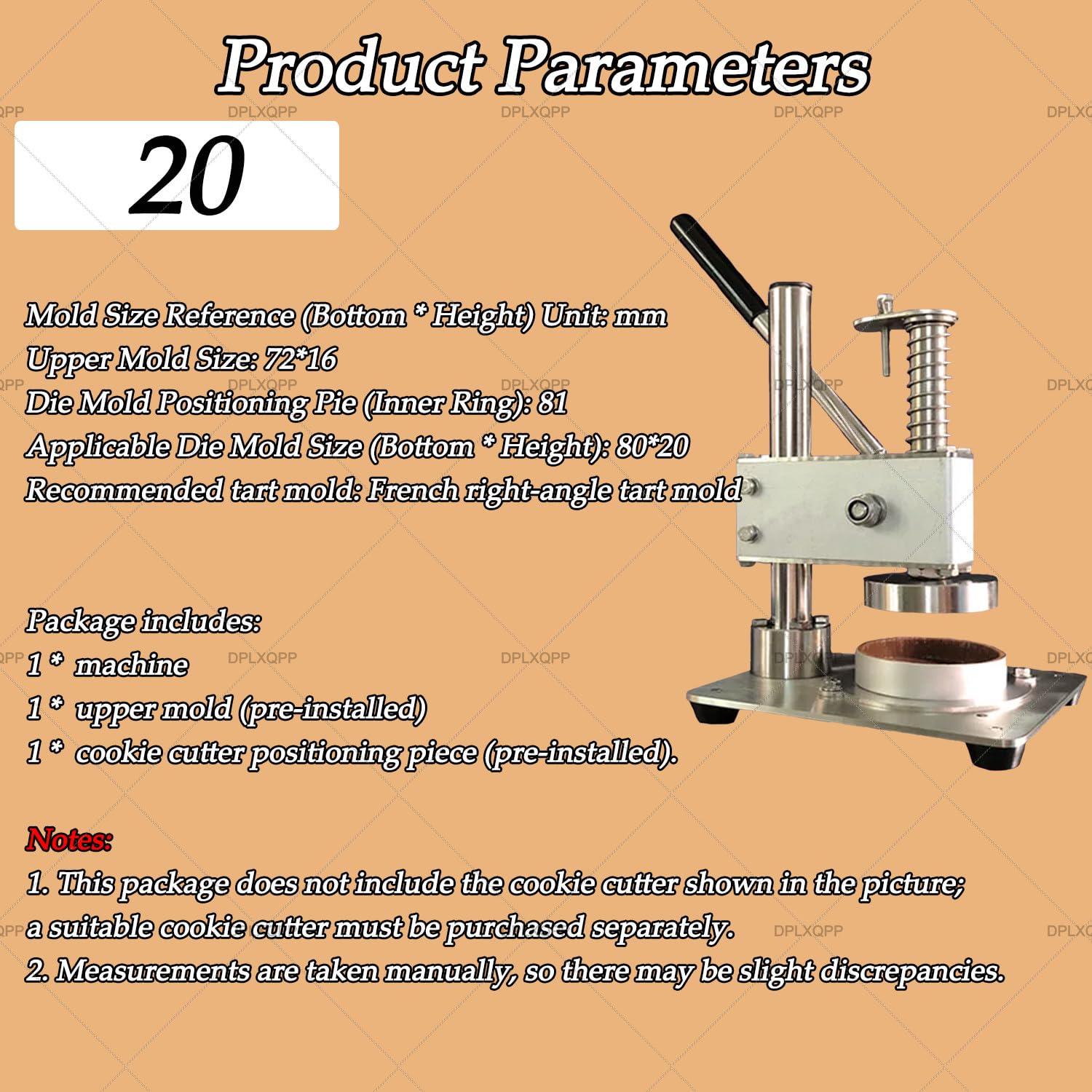 Máquina comercial para hacer tartas de huevo y prensa de masa, herramienta manual portátil con prensa vertical para panadería, perfecta para cortezas de pasteles, tartas de frutas