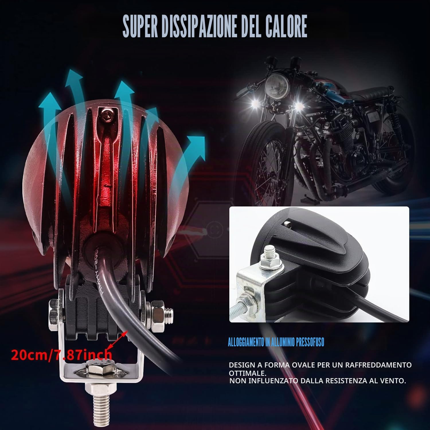 10W Faretti da Moto,Biqing 2Pcs Supplementare del Motociclo del LED Fendinebbia 12V 24V Faretti LED Fari Faro Moto LED Anteriore 6000K per Motor Offroad Truck Auto Barca Con Interruttore Moto 22mm