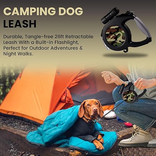 Miniatura 3 de Correa para perro de camuflaje - Retráctil de 26 pies con linterna - Perros medianos a grandes
