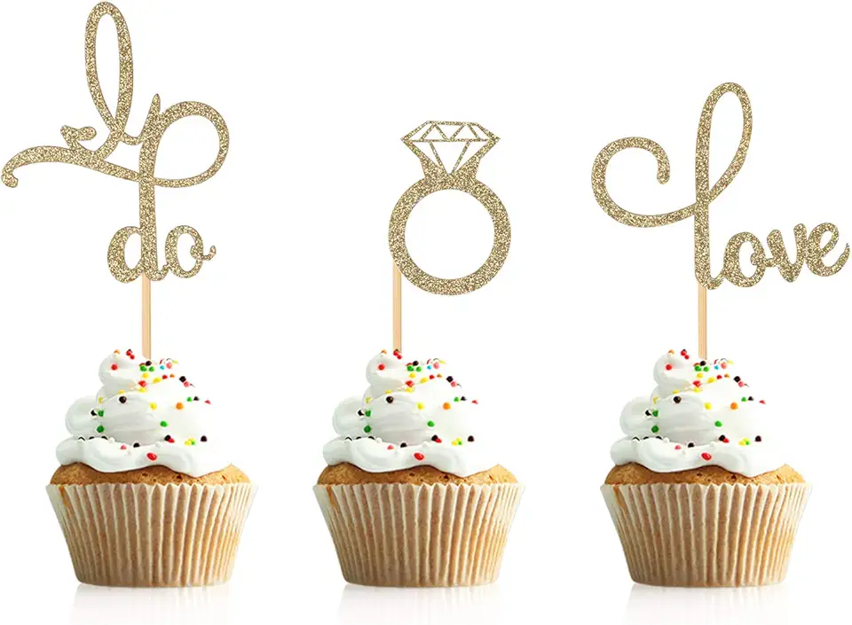 Donoter 48 Pcs Gold Glitter Diamond Ring Love...