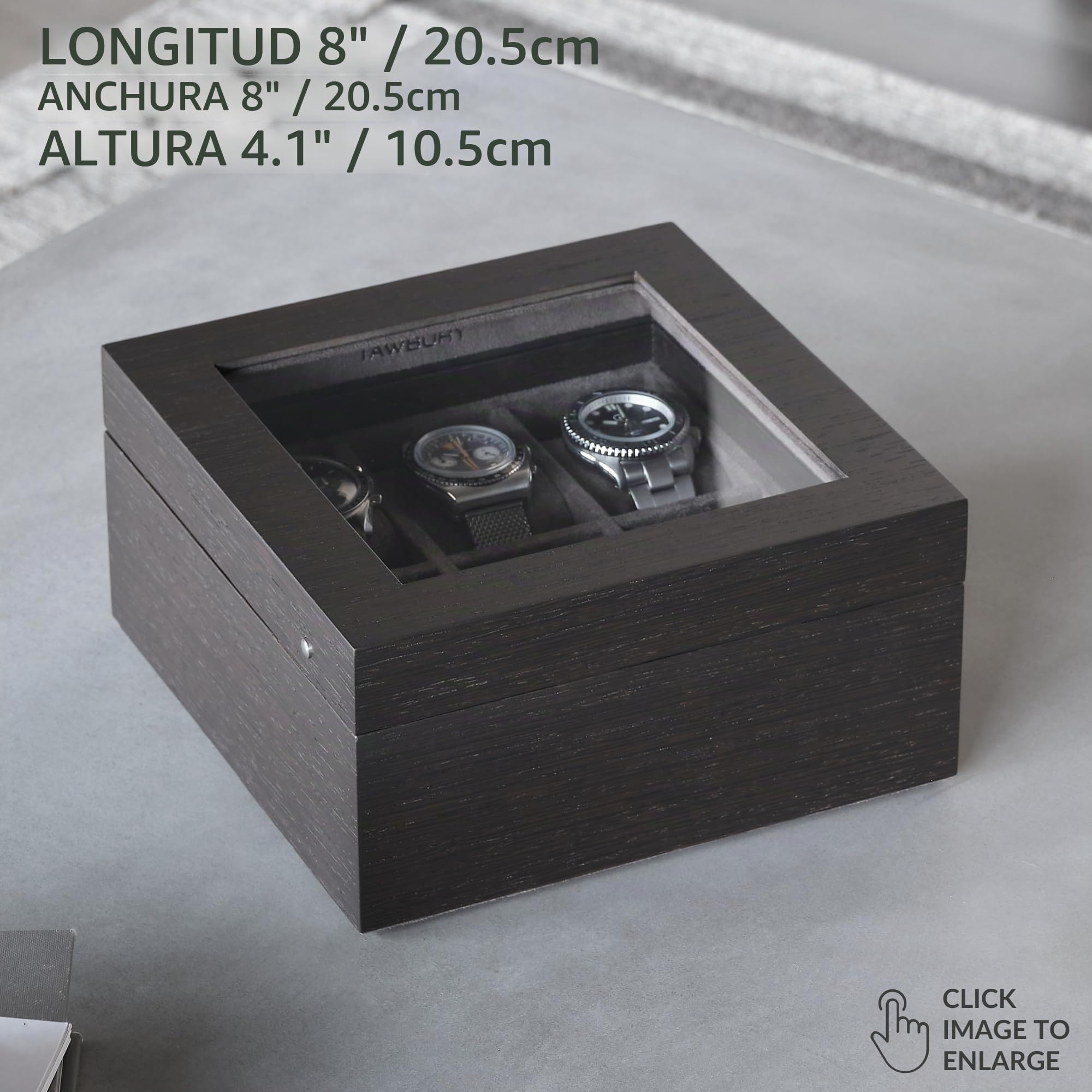 TAWBURY Caja organizadora de relojes de madera para hombre, cajas de reloj de madera para hombres, cajas de reloj para hombres, organizador de caja de reloj de 6 ranuras, caja de reloj para hombre