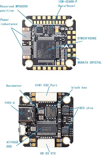 Miniatura 2 de FEICHAO JHEMCU F405 NOXE V2 Control de vuelo 3-6S 5V 10V BEC para Quadcopter Drone DIY piezas