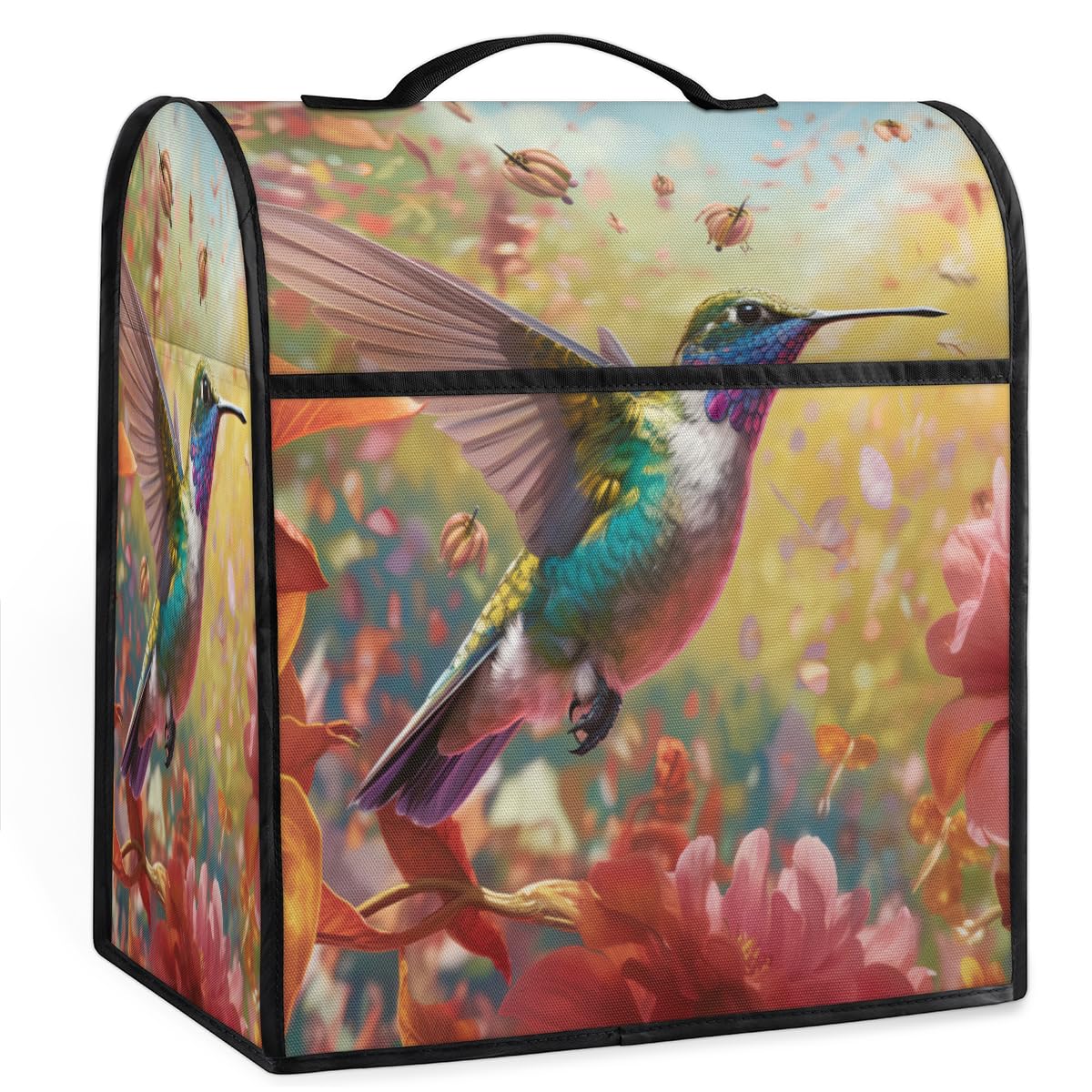 Coffee Maker Cover Flower Hummingbird Kitchen Appliance Covers Small Appliance Covers Blender Cover Juicer Cover Dust Covers for Kitchen Appliances with Top Handle and Pockets,Washable,C972