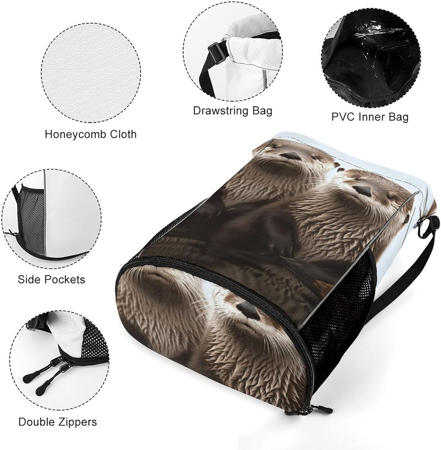 Sports Drawstring Backpack Cute Otter Lightweight Backpack Dry And Wet Separation Large Capacity