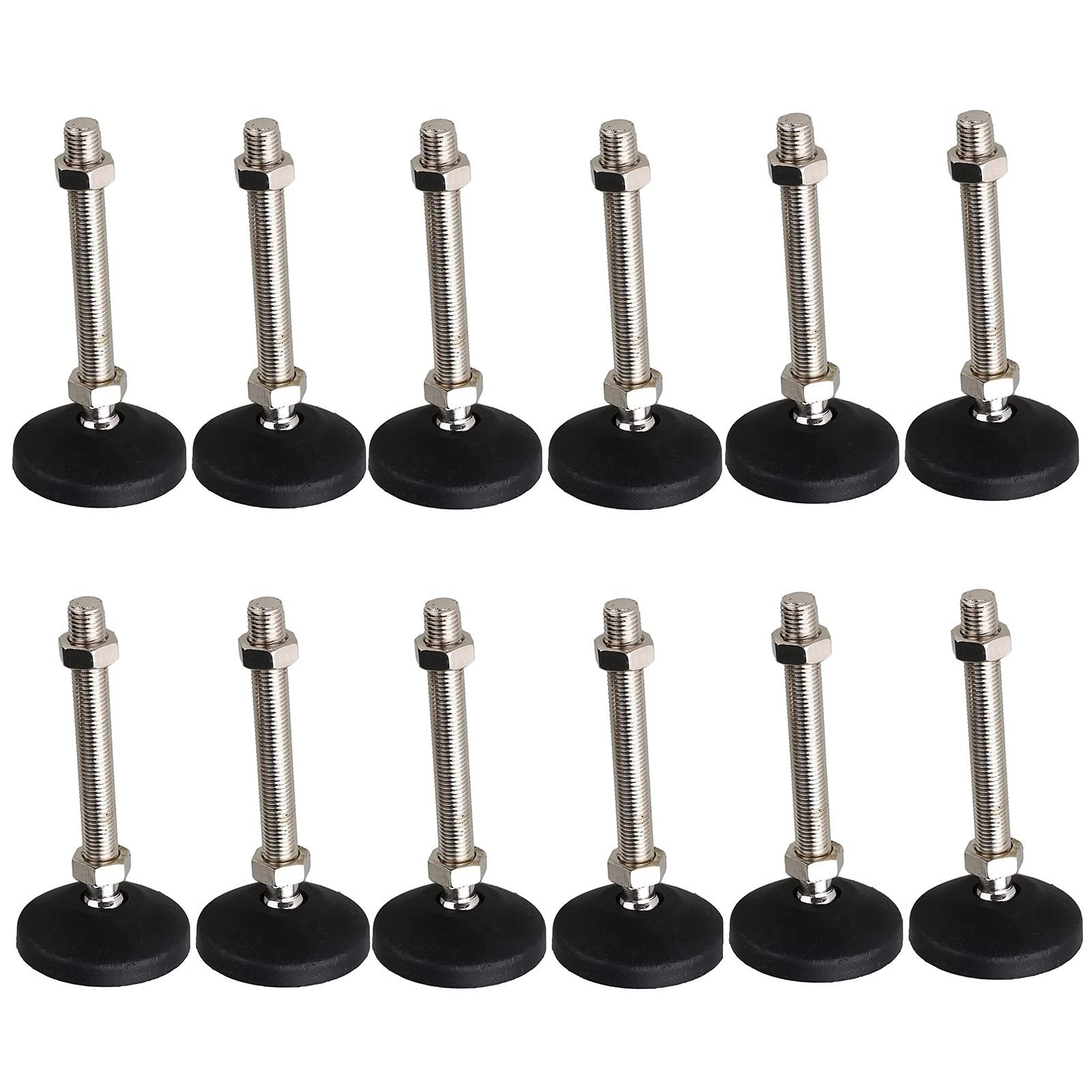 Pies de nivelaciónPies de nivelación Ajustables con Base de Nylon inclinable (diámetro 60 mm), Patas de nivelación de Muebles roscados M16 X 150 mm (Color : 4pcs) (Color : 12pcs)