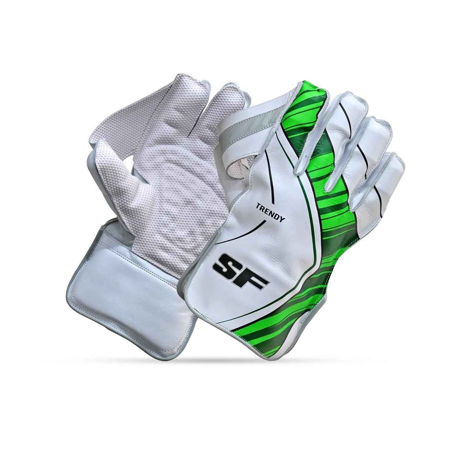 SF Trendy Cricket Wicket Keeping Gloves, White and Green, Professional Grade (Boys)-picture-20