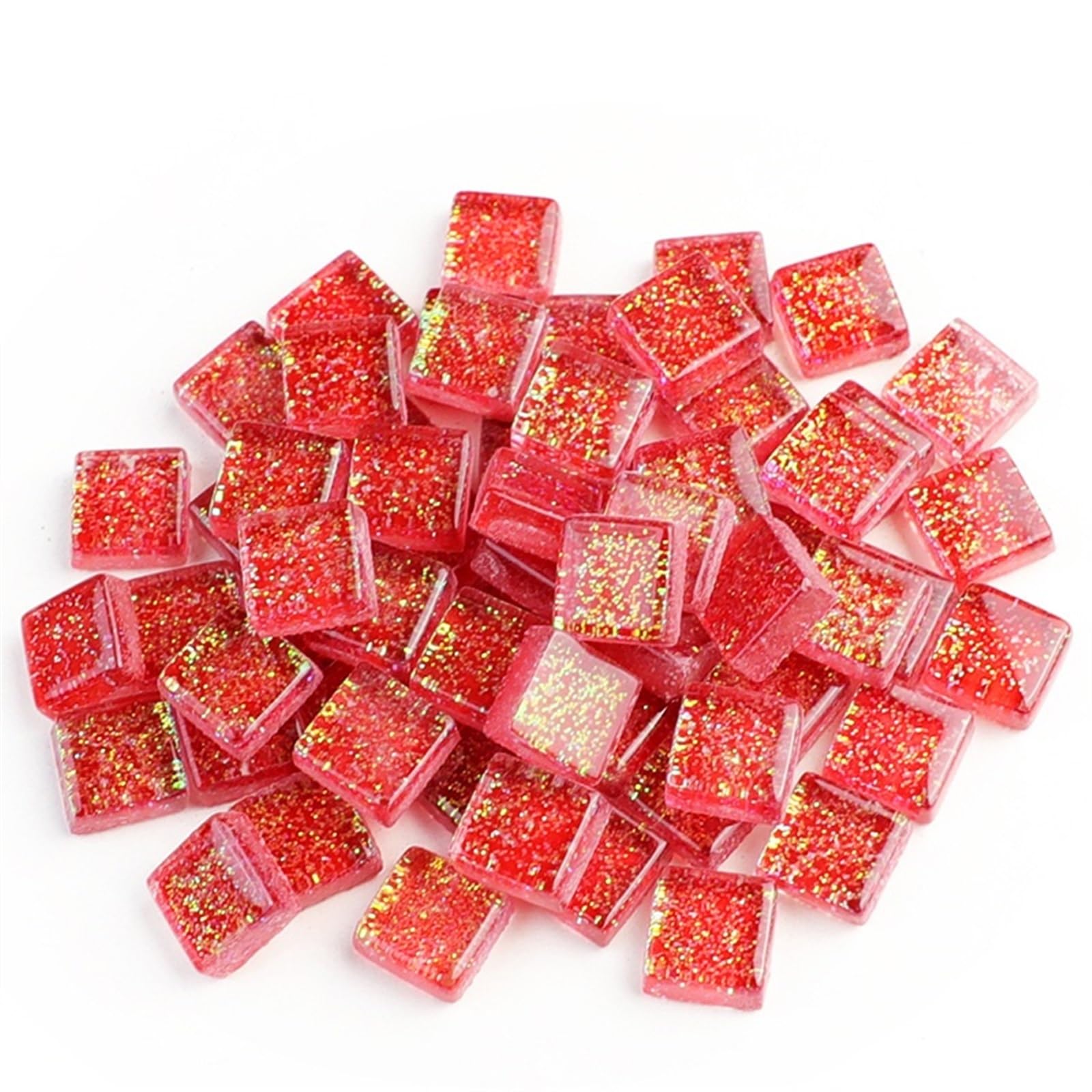 Mosaic Pieces 50PCS DIY Colorful Glitter Glass Mosaic Stones Tiles Pebbles Crafts Material Puzzle 9 * 9mm for Home Garden Decoration Art Projects(Color 14)