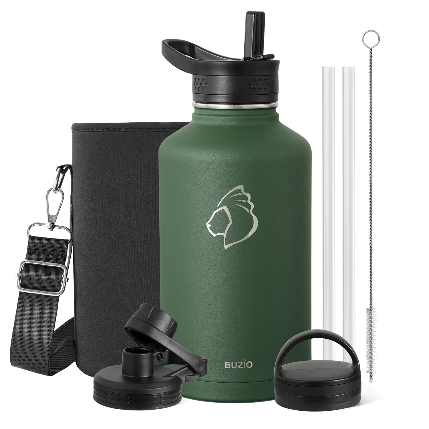 BUZIO Half Gallon Water Jug Insulated Stainless Steel (Cold for 48 Hrs)