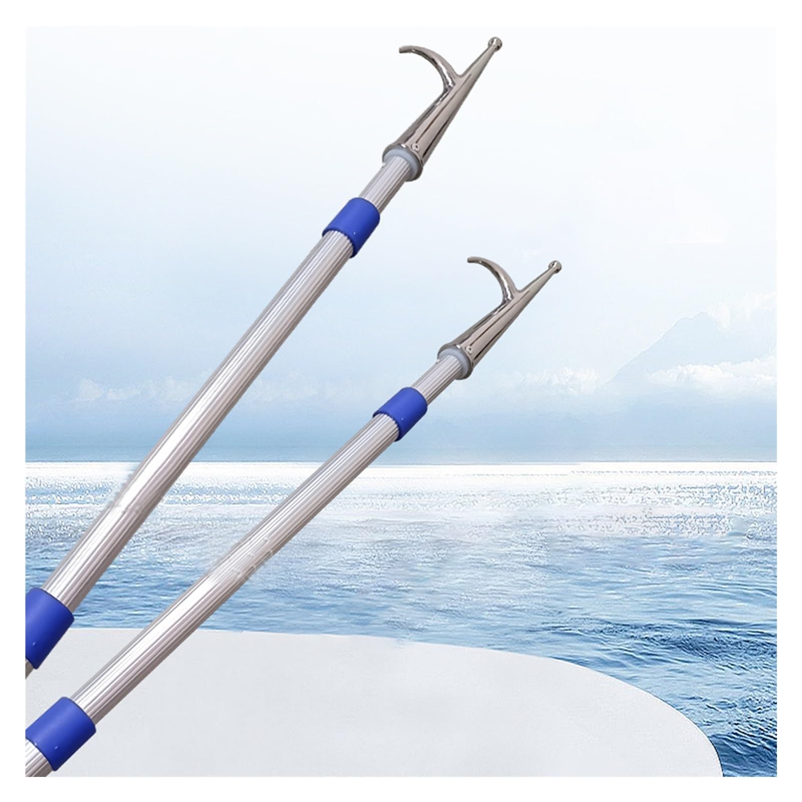 perche pour crochet de bateau Perche télescopique extensible avec crochet pour bateau (2, 3, 4, 5, 6 m), avec crochet en acier inoxydable, lot de 1, 2 ou 3 perches de sauvetage aquatique(2pcs,19' 8" (