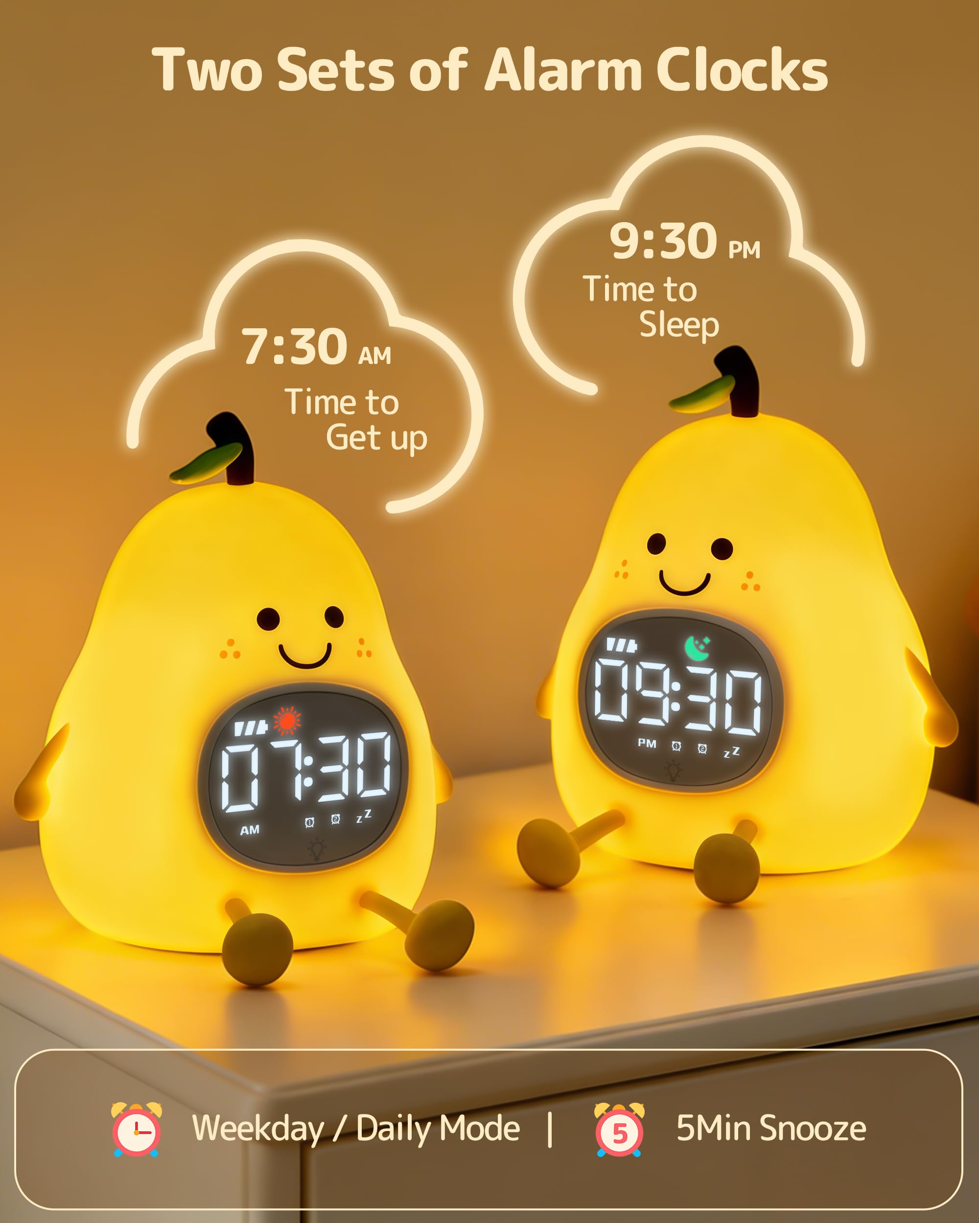 Amazon.com: Yiliaw Pear Sleep Training Alarm Clock with Night