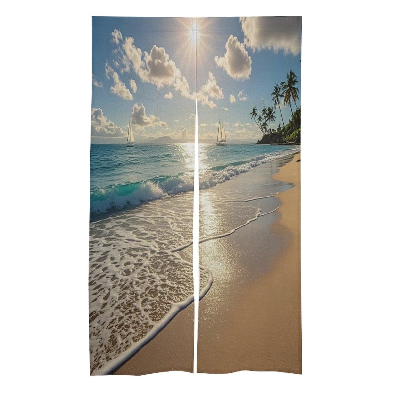 FekiLoot Hawaiian Summer Door Curtain Splice Japanese Style Theme Blackout Doors Cover Hemp Door Tapestry Temperature Protection Barrier Doors Screen for Various Rooms 17W X 57L Inch