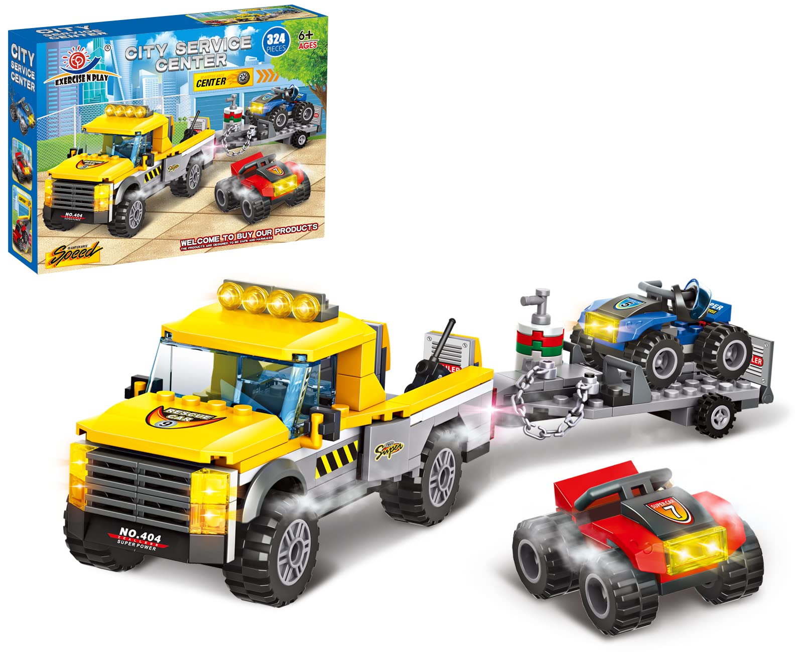 INRATELL City Race Buggy Transporter Building Set,324 PCS 3 in 1 City Service Truck Cars Building Blocks Kit,STEM Vehicles Toys,Construction Playset Birthday Gift for Kids Boys 6 7 8 9 10-Year-Old