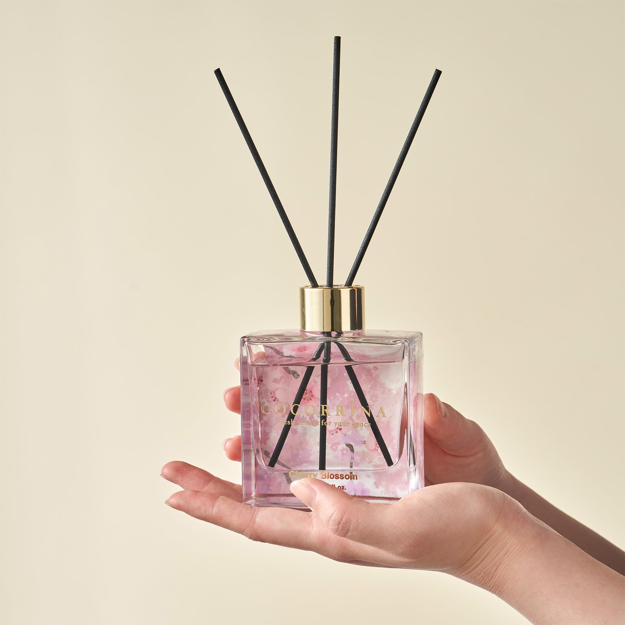 COCORRÍNA Schilfrohr-Diffusor-Set, 3 Stück, 3 Stück / 3,04 Fl.oz Diffusor mit 24 Stäbchen, warme Vanille/Kirschblüte/Lavendel Thymian Schilfrohr-Diffusor für Zuhause, Badezimmer, Büro,