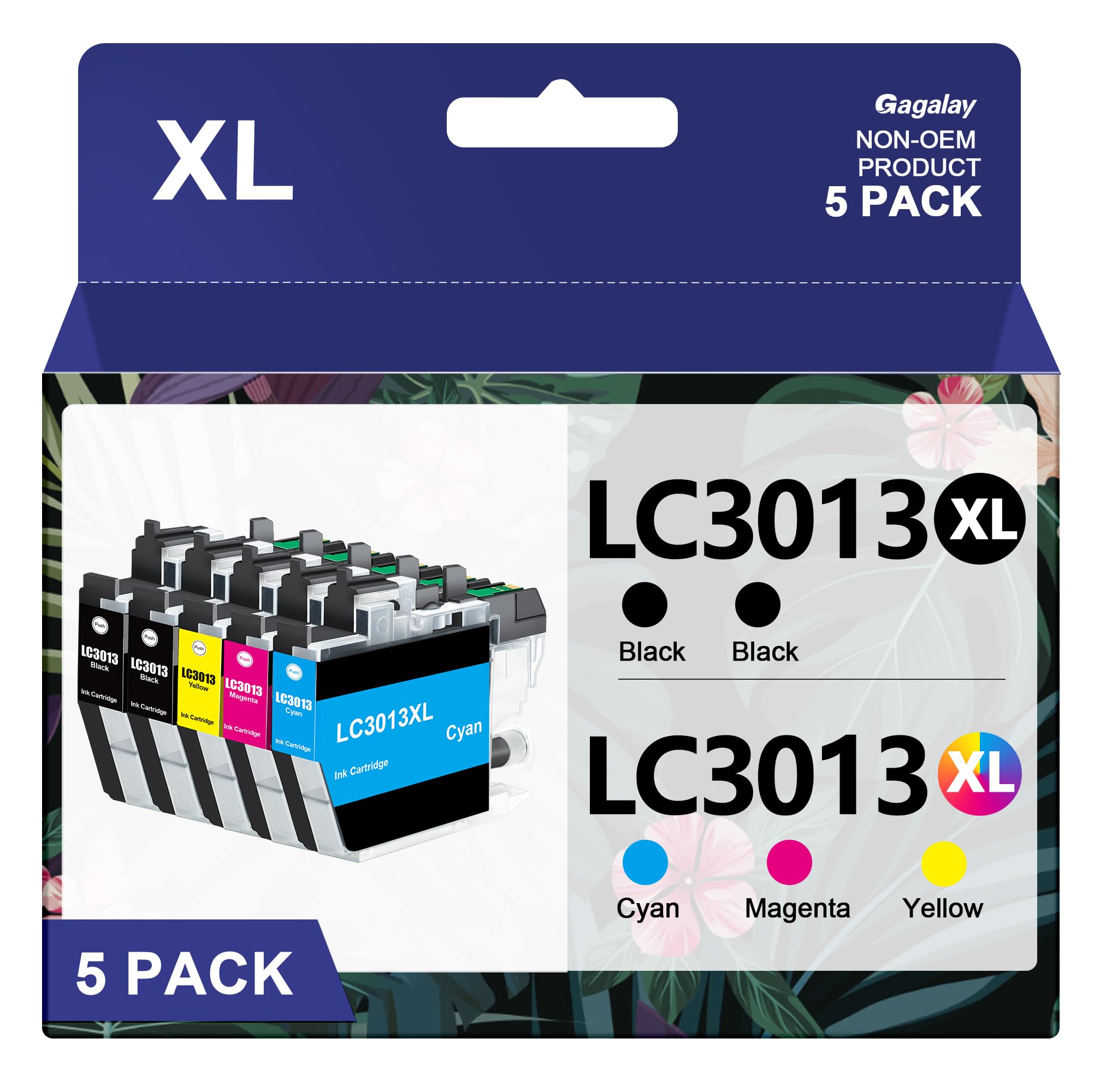 LC3013 Ink Cartridges BK/C/M/Y 5-Pack High Yield 400 Pages/Cartridge Compatible for Brother Ink Cartridges LC3013 LC3011 XL LC3013XL LC3011XL Compatible for MFC-J497DW MFC-J491DW MFC-J895DW MFC-J690DW