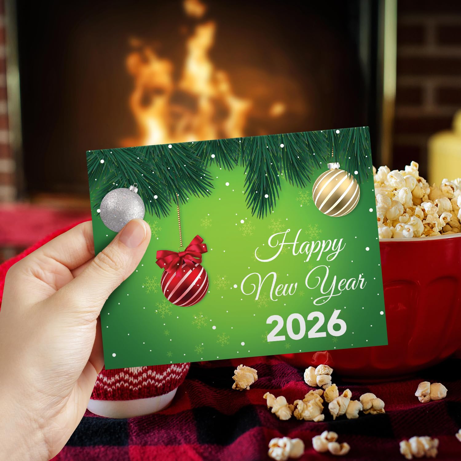 Superfine Printing Inc. 2018 Feliz Año Nuevo Tarjetas y sobres de 25 cartas y 25 sobres por paquete Tamaño de la tarjeta: 4 3/8" x 5 3/4"