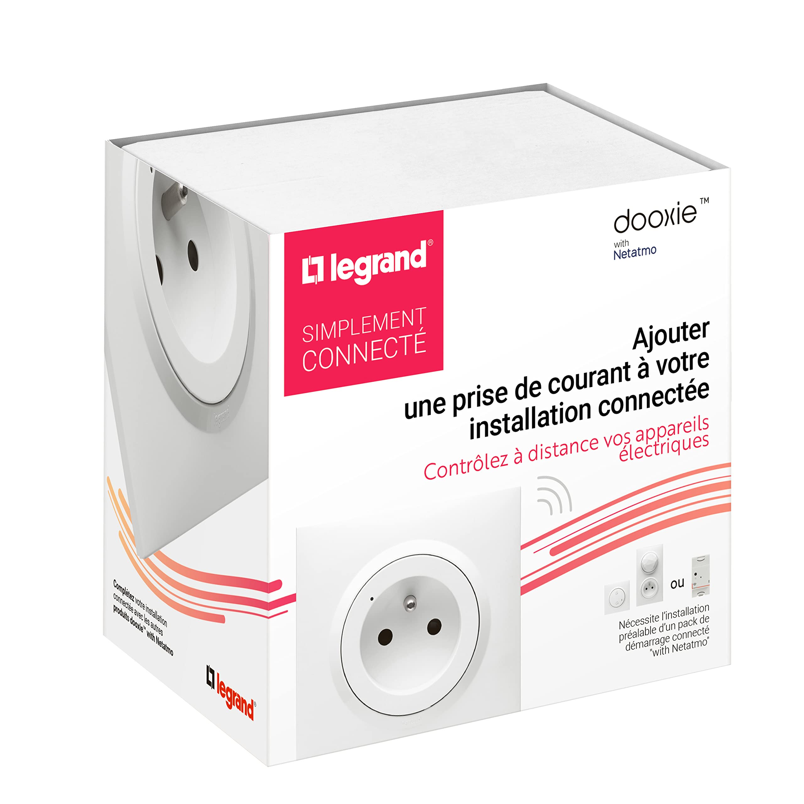 LEGRAND | Prise De Courant Connectée, Dooxie With Netatmo, Contrôle À Distance Via Smartphone, Compatible Assistants Vocaux, Suivi De Consommation Électrique