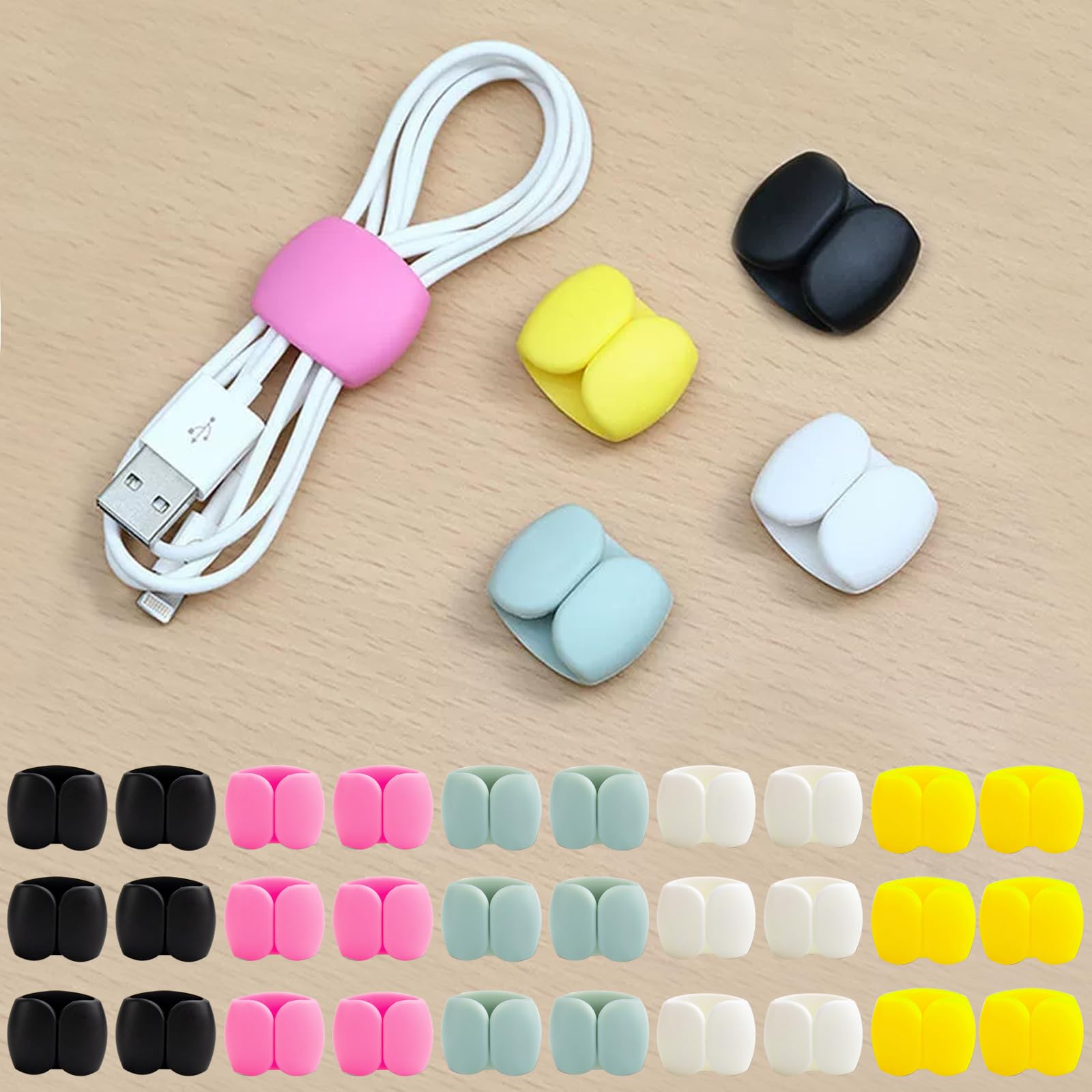 Paquete múltiple de clips de almacenamiento y organizador de cables, versátil gestión de cables y carga para viajes, escritorio y hogar, soportes de cables de datos seguros y ordenados