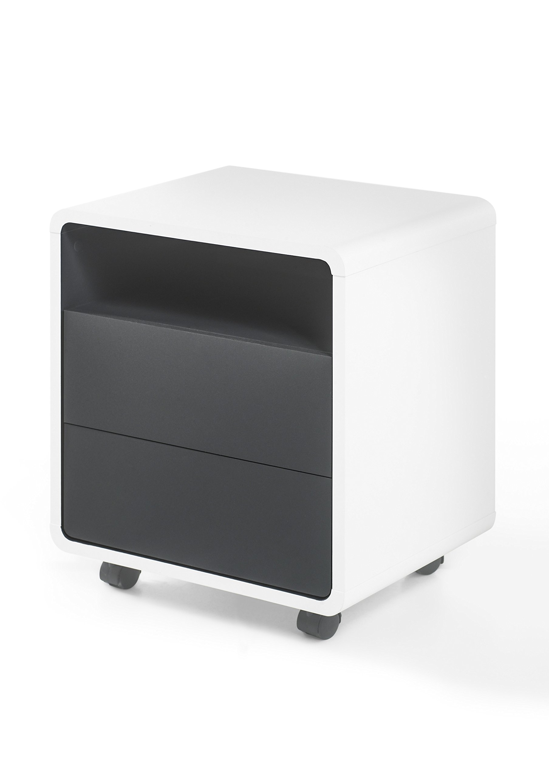 Robas Lund Bürocontainer Weiß Matt-Anthrazit Schreibtischcontainer, Tadeo BxHxT 47 x 55 x 38 cm