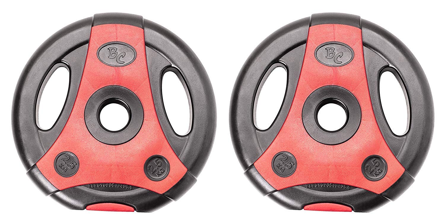 Bad Company K-Grip Hantelscheiben mit Griffen I Kunststoff ummantelte Gewichte 30/31 mm Paarweise (2,5-10 kg) oder als Set (7,5-30 kg)