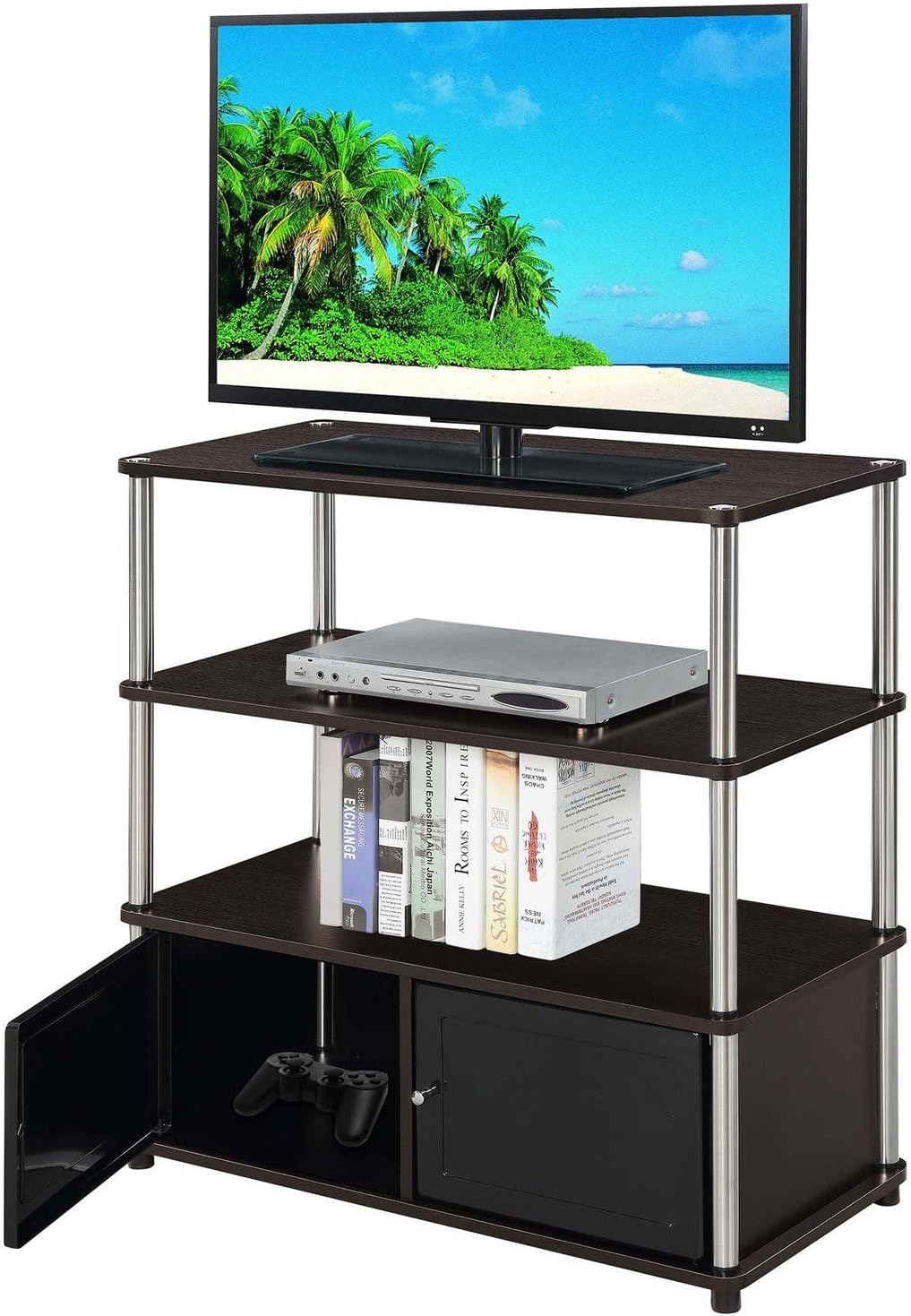 Convenience Concepts Designs2Go Highboy TV Stand with Storage Cabinets and Shelves for TVs up to 40 Inches, Espresso